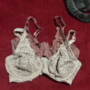 Smart & Sexy Lace Bra Set - Cream and purple